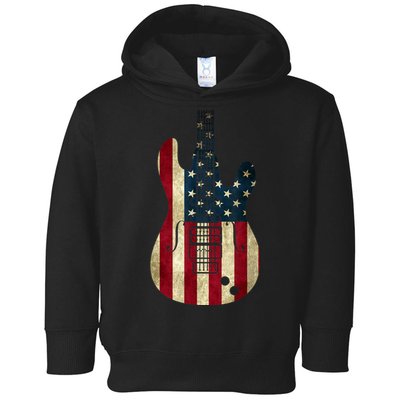 Funny 4th Of July American Flag Guitar Patriotic Gift Toddler Hoodie