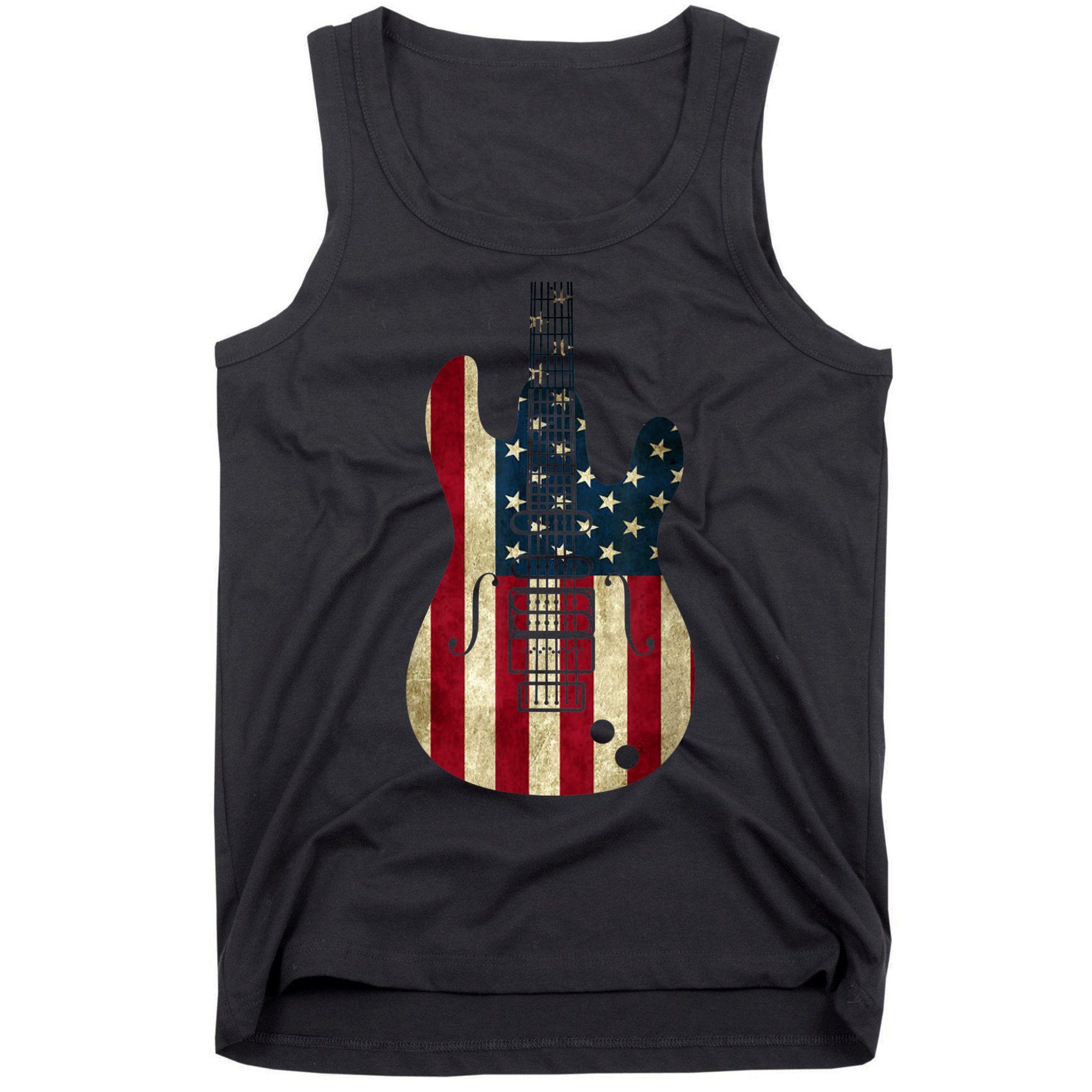 Funny 4th Of July American Flag Guitar Patriotic Gift Tank Top