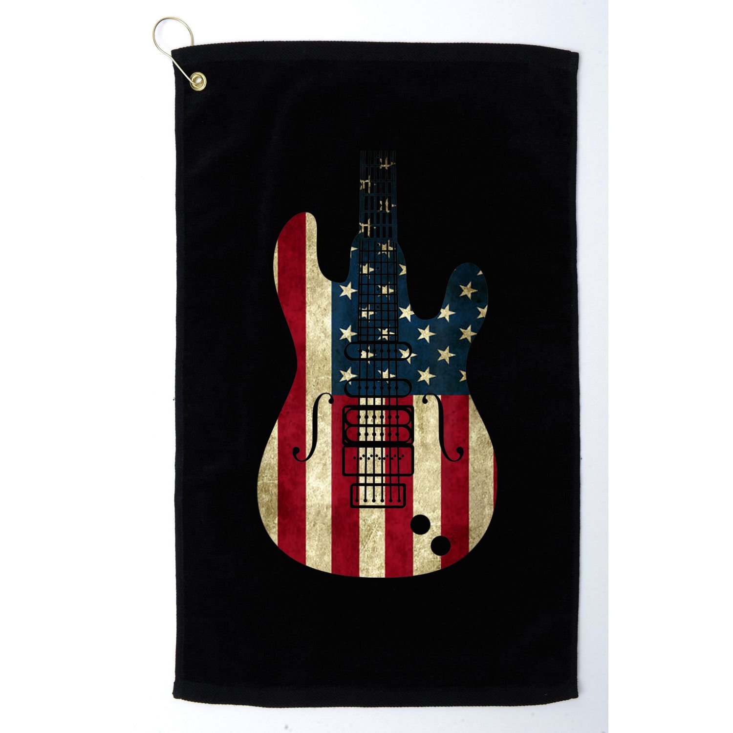 Funny 4th Of July American Flag Guitar Patriotic Gift Golf Towel