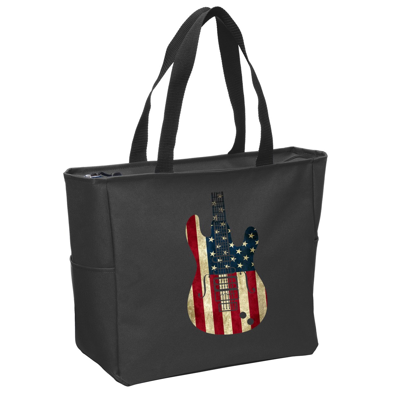 Funny 4th Of July American Flag Guitar Patriotic Gift Zip Tote Bag