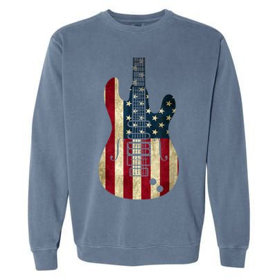 Funny 4th Of July American Flag Guitar Patriotic Gift Garment-Dyed Sweatshirt