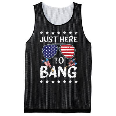 Funny 4th Of July Im Just Here To Bang USA Flag Sunglasses Mesh Reversible Basketball Jersey Tank