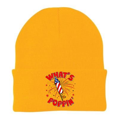 Funny 4th Of July What's Poppin Fireworks Rocket Knit Cap Winter Beanie