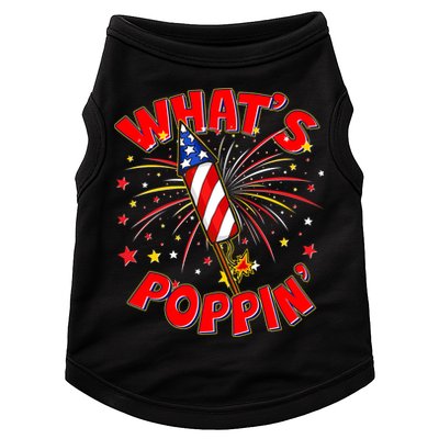 Funny 4th Of July What's Poppin Fireworks Rocket Doggie Tank