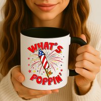 Funny 4th Of July What's Poppin Fireworks Rocket Mug