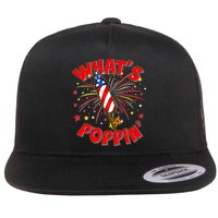 Funny 4th Of July What's Poppin Fireworks Rocket Flatbill Hat