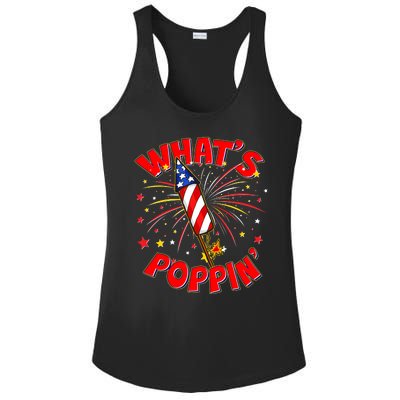 Funny 4th Of July What's Poppin Fireworks Rocket Ladies PosiCharge Competitor Racerback Tank