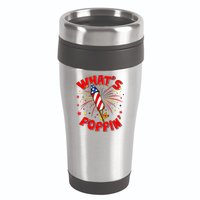 Funny 4th Of July What's Poppin Fireworks Rocket 16oz Travel Tumbler