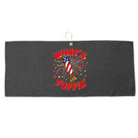Funny 4th Of July What's Poppin Fireworks Rocket Large Microfiber Waffle Golf Towel