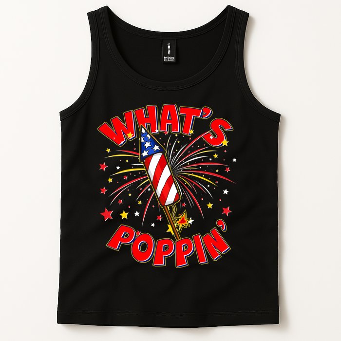 Funny 4th Of July What's Poppin Fireworks Rocket Tank Top