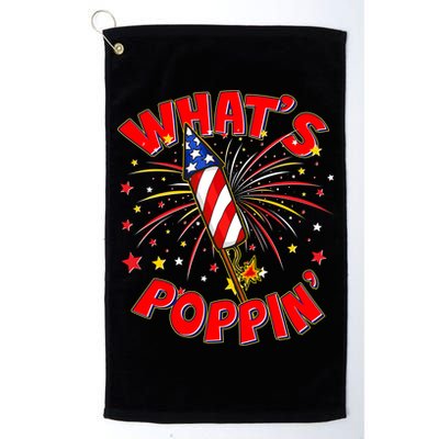 Funny 4th Of July What's Poppin Fireworks Rocket Golf Towel