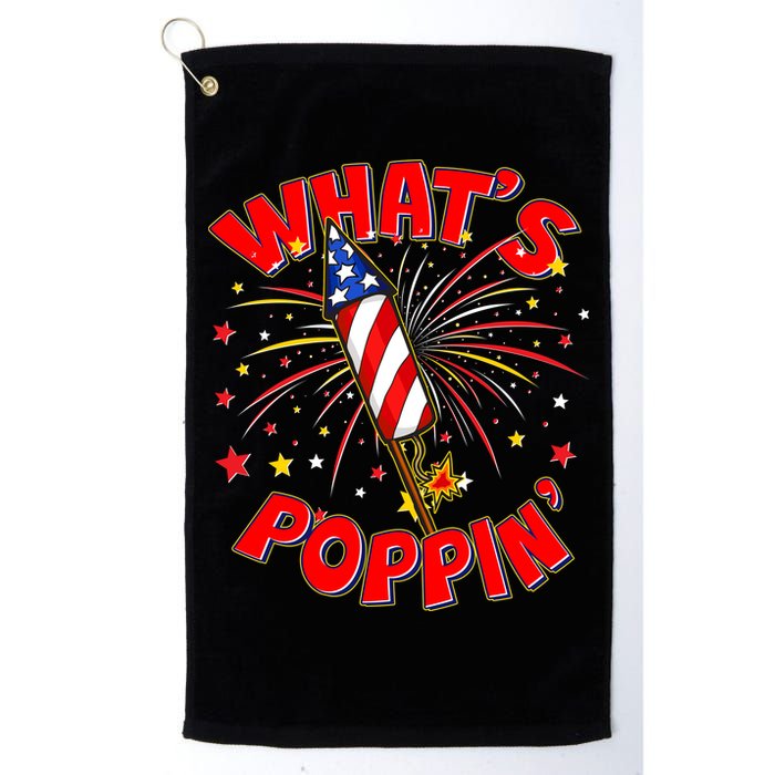 Funny 4th Of July What's Poppin Fireworks Rocket Golf Towel