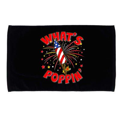 Funny 4th Of July What's Poppin Fireworks Rocket Microfiber Hand Towel