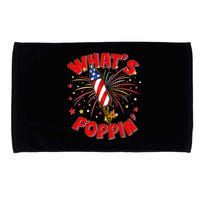 Funny 4th Of July What's Poppin Fireworks Rocket Microfiber Hand Towel