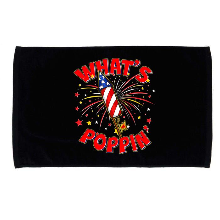 Funny 4th Of July What's Poppin Fireworks Rocket Microfiber Hand Towel