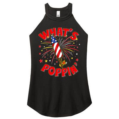Funny 4th Of July What's Poppin Fireworks Rocket Women's Perfect Tri Rocker Tank