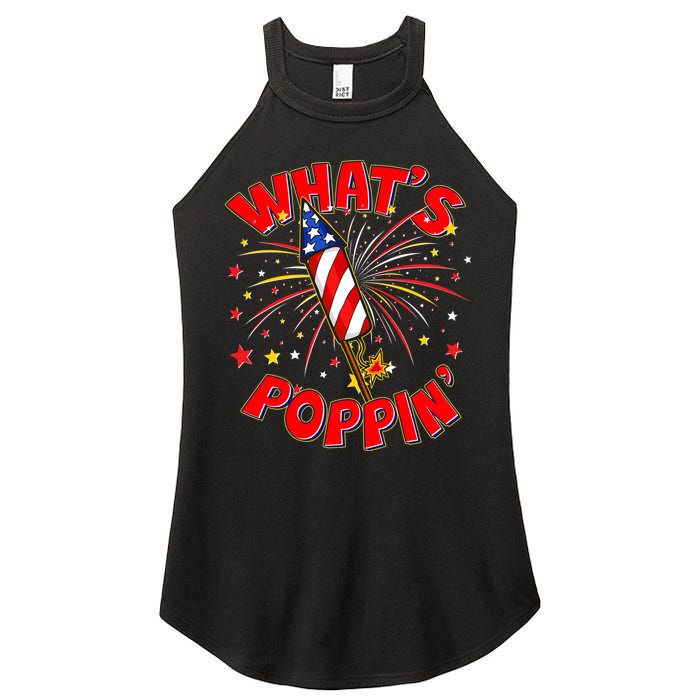 Funny 4th Of July What's Poppin Fireworks Rocket Women's Perfect Tri Rocker Tank