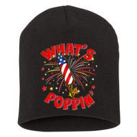 Funny 4th Of July What's Poppin Fireworks Rocket Short Acrylic Beanie