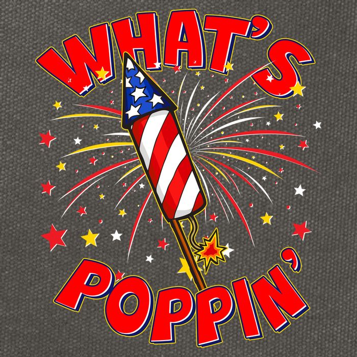 Funny 4th Of July What's Poppin Fireworks Rocket Cotton Canvas Backpack