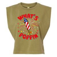 Funny 4th Of July What's Poppin Fireworks Rocket Garment-Dyed Women's Muscle Tee