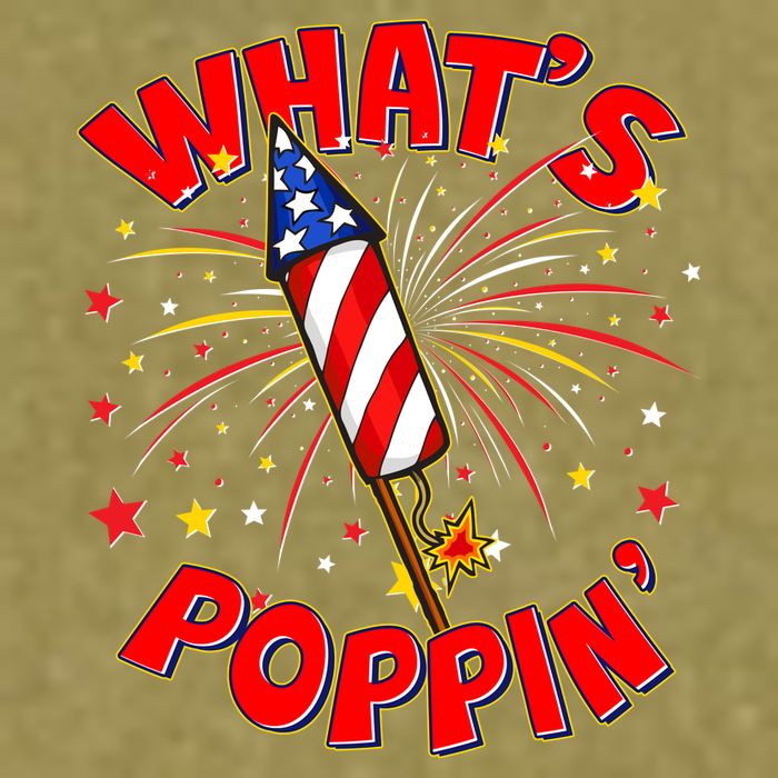 Funny 4th Of July What's Poppin Fireworks Rocket Garment-Dyed Women's Muscle Tee