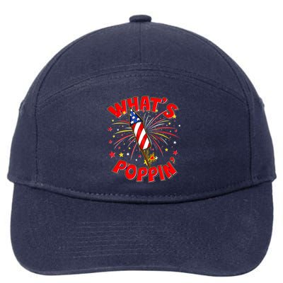 Funny 4th Of July What's Poppin Fireworks Rocket 7-Panel Snapback Hat