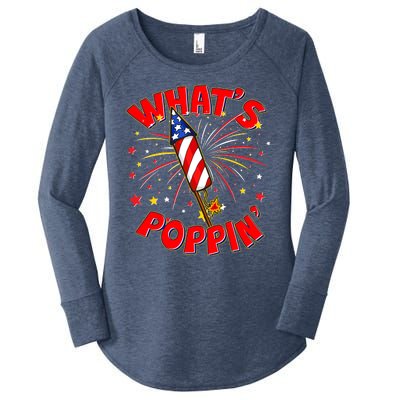 Funny 4th Of July What's Poppin Fireworks Rocket Women's Perfect Tri Tunic Long Sleeve Shirt