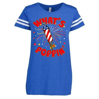 Funny 4th Of July What's Poppin Fireworks Rocket Enza Ladies Jersey Football T-Shirt