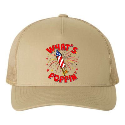 Funny 4th Of July What's Poppin Fireworks Rocket Yupoong Adult 5-Panel Trucker Hat