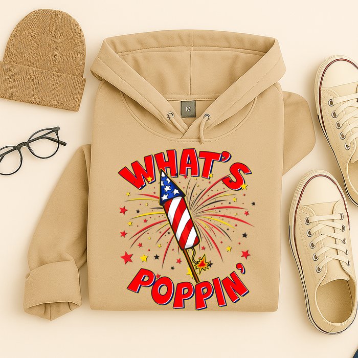 Funny 4th Of July What's Poppin Fireworks Rocket Hoodie