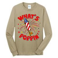 Funny 4th Of July What's Poppin Fireworks Rocket Tall Long Sleeve T-Shirt
