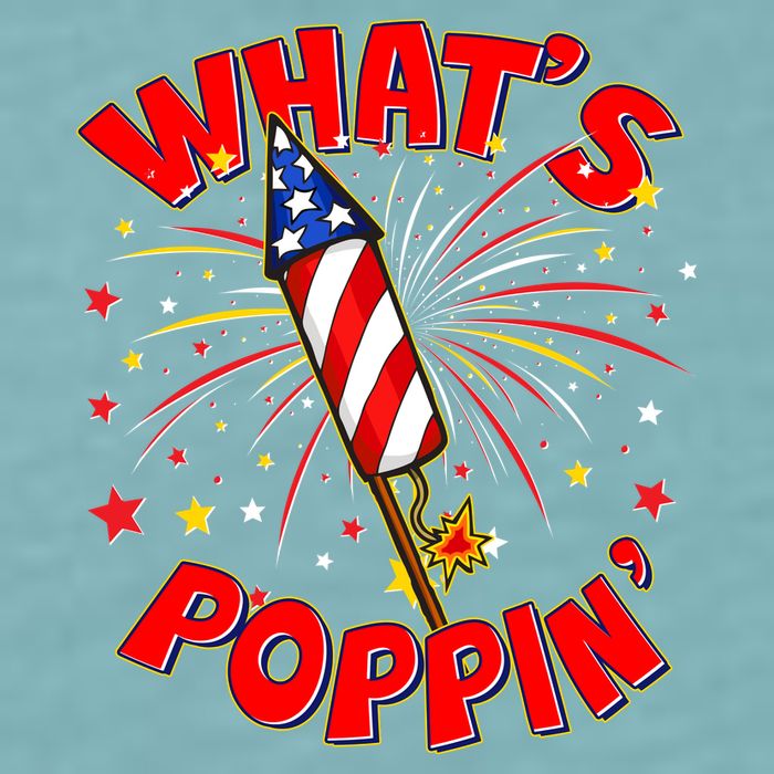Funny 4th Of July What's Poppin Fireworks Rocket Sueded Cloud Jersey T-Shirt