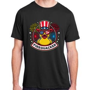 Firequacker 4th Of July Rubber Duck Usa Flag Adult ChromaSoft Performance T-Shirt