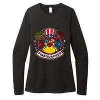 Firequacker 4th Of July Rubber Duck Usa Flag Womens CVC Long Sleeve Shirt