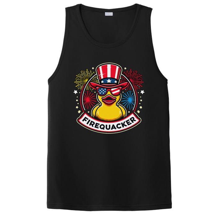 Firequacker 4th Of July Rubber Duck Usa Flag PosiCharge Competitor Tank