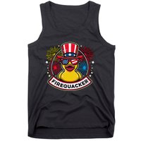 Firequacker 4th Of July Rubber Duck Usa Flag Tank Top