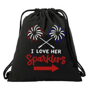 Funny 4th Of July I Love Her Sparklers Matching Couple Him Drawstring Bag