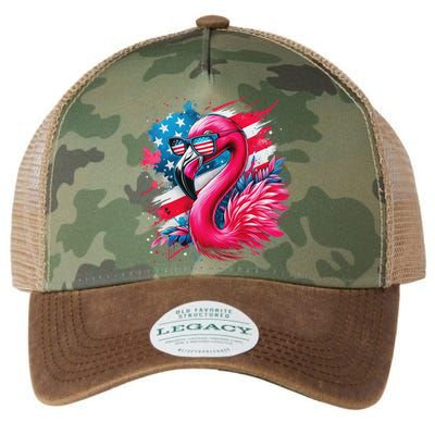 Flamingo 4th Of July American Flag Patriotic Legacy Tie Dye Trucker Hat