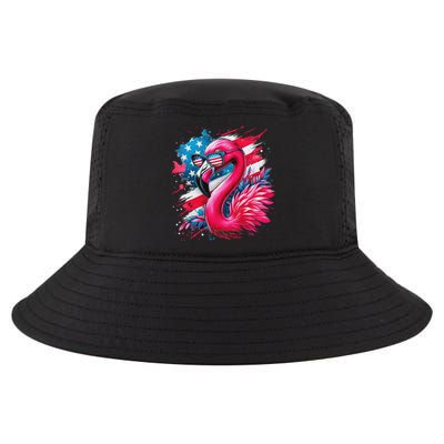 Flamingo 4th Of July American Flag Patriotic Cool Comfort Performance Bucket Hat