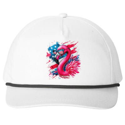 Flamingo 4th Of July American Flag Patriotic Snapback Five-Panel Rope Hat