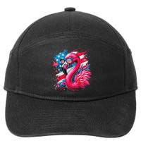 Flamingo 4th Of July American Flag Patriotic 7-Panel Snapback Hat