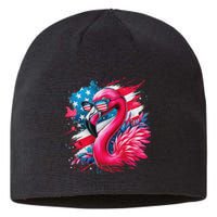 Flamingo 4th Of July American Flag Patriotic Sustainable Beanie