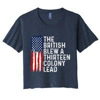 Funny 4th Of July The British Blew A 13 Colony Lead Retro Crop Top