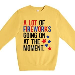 Funny 4th Of July A Lot Of Fireworks Going On At The Moment Premium Crewneck Sweatshirt