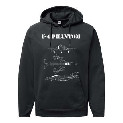 F 4 Phantom Fighter Jet Airplane Pilot Military Aircraft F4 Performance Fleece Hoodie