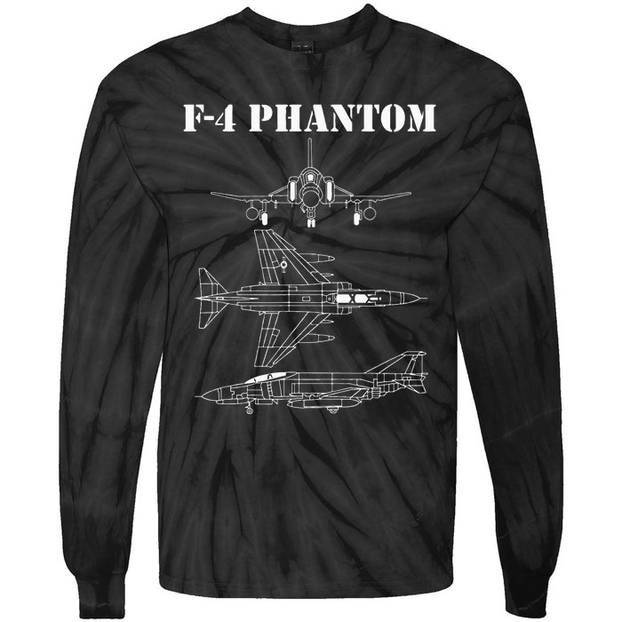 F 4 Phantom Fighter Jet Airplane Pilot Military Aircraft F4 Tie-Dye Long Sleeve Shirt