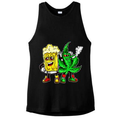 Funny 420 Pot Leaf Marijuana Bong Beer Drunk Weed Cannabis Ladies PosiCharge Tri-Blend Wicking Tank
