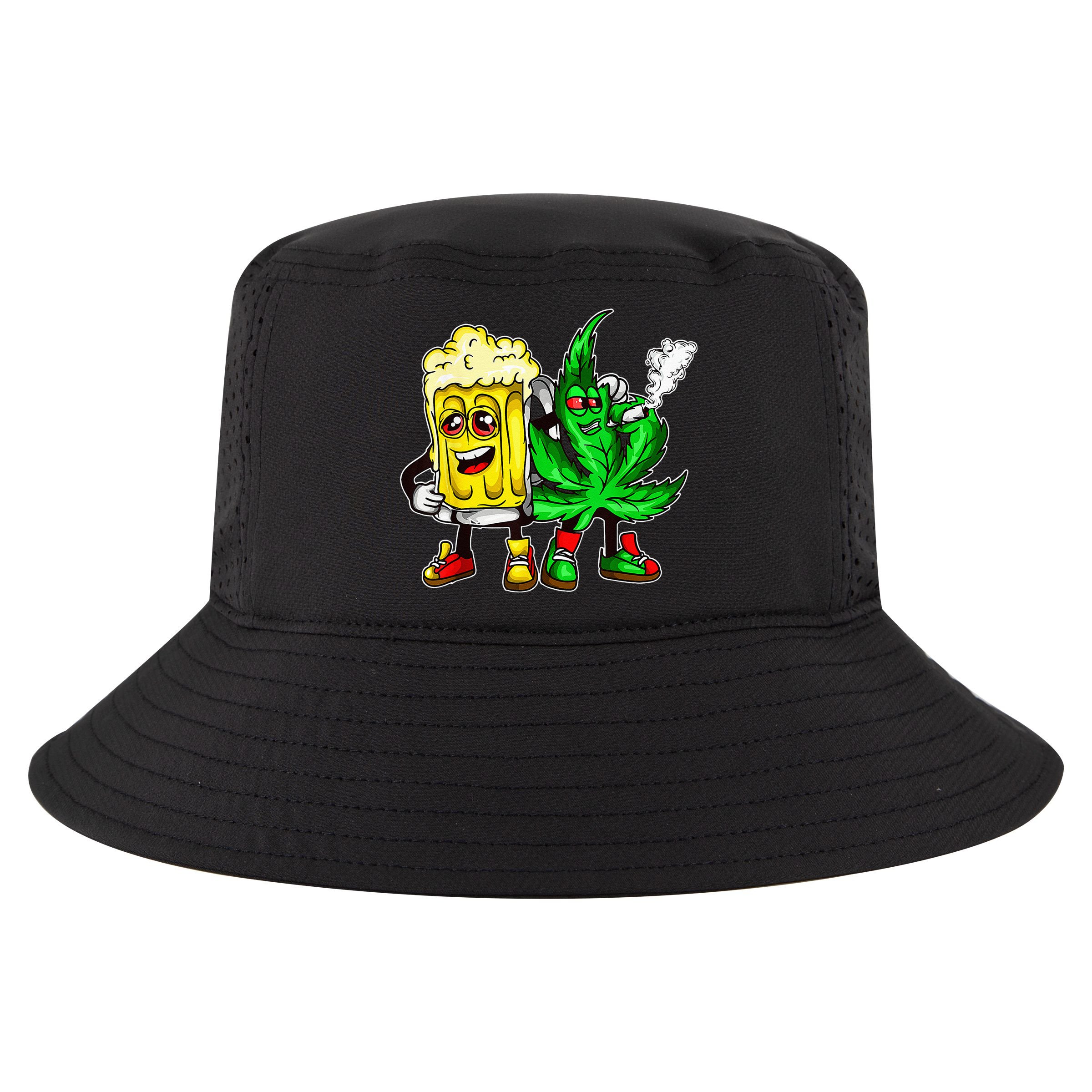 Funny 420 Pot Leaf Marijuana Bong Beer Drunk Weed Cannabis Cool Comfort Performance Bucket Hat