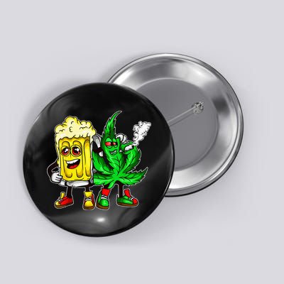 Funny 420 Pot Leaf Marijuana Bong Beer Drunk Weed Cannabis Button