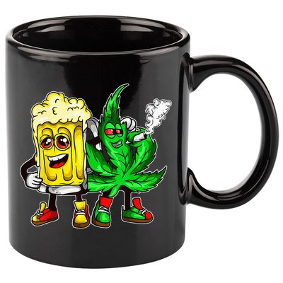 Funny 420 Pot Leaf Marijuana Bong Beer Drunk Weed Cannabis 11oz C Handle Ceramic Mug